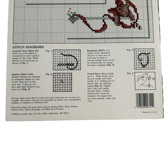 Vtg 80s Christmas Leisure Arts Bread Cloth Cross Stitch Patterns Carol Emmer 741 - Picture 3 of 3